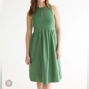 Green Mixed Media Sleeveless Dress